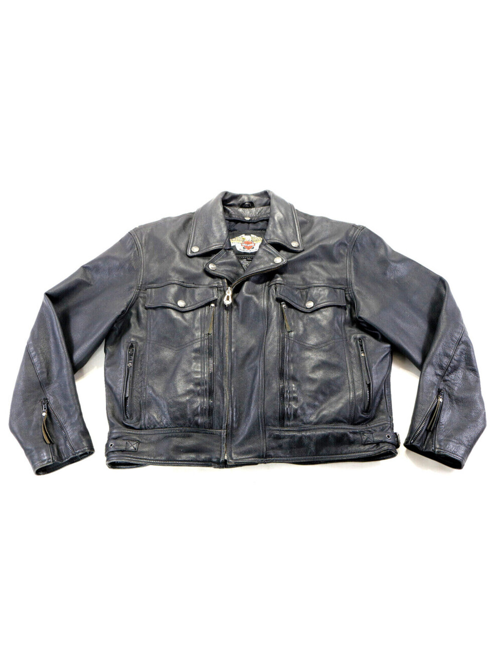 harley davidson jacket M black leather Nevada liner pockets zip concealed liner